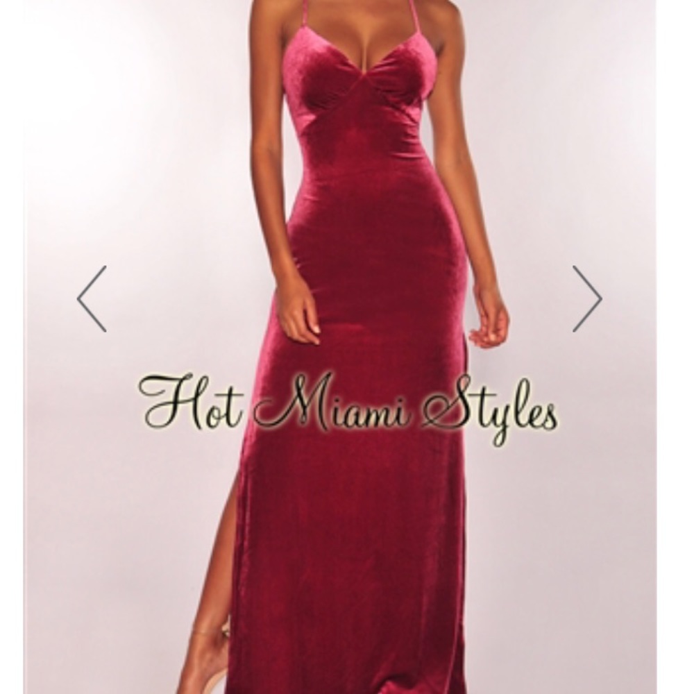 Deep Mauve Velvet CrissCross Back Maxi Dress